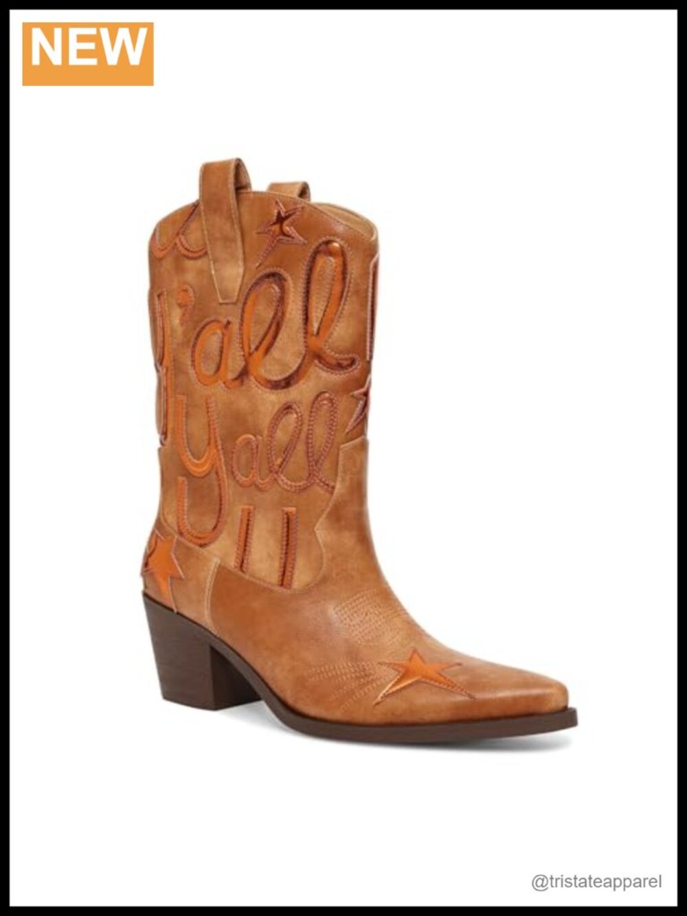 Women's Mid-Calf Cowboy Boots - Pointed Toe Low Chunky Heel Embroidery Metallic